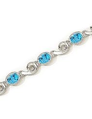 14kt Yellow Gold Oval Blue Topaz and Diamond Bracelet