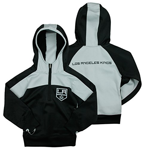 NHL Los Angeles Kings Big Girls Youth Active Half Zip Pullover Hoodie - Black / Grey