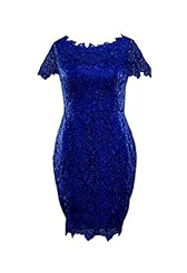 Lace Applique Fitted Sheath Cap Sleeves Short Mother-of-the-Bride Dress 