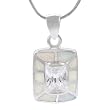 Sterling Silver with White Opal Rectangular Necklace