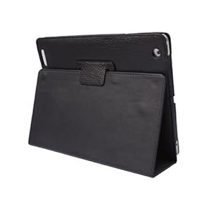 iPad 2 Soft Sheepskin Immitation Book Style Reversal Folding Clampping Stand Folio Case Black