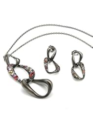 Sterling Silver Cubic Zirconias Women Jewelry set. Length 24 in. Total Item weight 3.8 g.