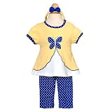 Girls Yellow Polka Dot Trim Butterfly Cap Sleeve Outfit Infant 3M
