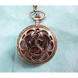 Pocket Watch Necklace with Dragon Design