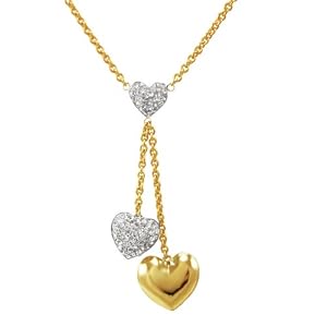 Bonded 10k Gold and Silver Crystal Heart Lariat Necklace, 18″|10k Gold and Silver Crystal Heart Lariat Necklace Bonded 10k Gold and Silver Crystal Heart Lariat Necklace, 18″|10k Gold and Silver Crystal Heart Lariat Necklace