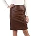 BGSD Women's Knee-Length Lambskin Leather Pencil Skirt - Cognac XL