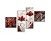 Noah Art-Rustic Home Decor Wall Art For Living Room, Large 4 Pieces Hand Painted Abstract Flower Paintings On Canvas, Ready to Hang Home Decor