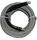 Eaglewash I Wrapped Grey Modified Nitrile Pressure Washer Hose Assembly, 3/8" NPT Male X NPT Male Swivel with Guards, 4000 psi Maximum Pressure, 50' Length, 3/8" Hose ID