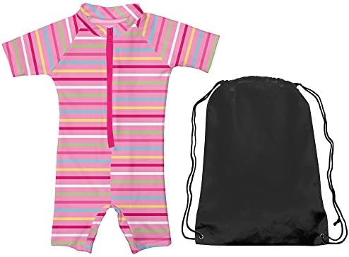 Iplay One-Piece Swimsuit Girls Sun Protection Kids Sunsuit Pink Stripe Sz 3T