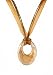 Necklace - N118 - Murano Glass Style - Open Oval Shape ~ Brown, Copper and Gold hung on 5 Strand Organza and Cotton Cord + 2" Extension Chain