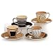 HuesNBrews Creme Brulee Espresso Cup/Saucer, 4 Pack