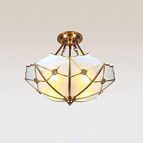 Luxury 22" European Copper Glass Bedroom Ceiling Light Inverted Umbrella Living Room Chandeliers Glass Balcony Ceiling Lighting Fixtures
