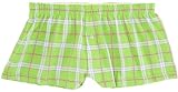 Adult Womens Cut Flannel Boxer Shorts Lime Green, Pink and White Plaid