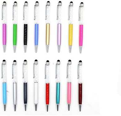 Bokit 16pcs 2in1 White Crystal Stylus And Ink Pen,Sign Pen With 1.0mm Tip,Blue Ink Gel Pen