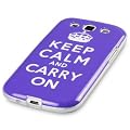 Samsung i9300 Galaxy S3 Groovy Purple Keep Calm and Carry On Gel Case Cover Shield From The Keep Talking Shop Samsung i9300 Galaxy S3 Accessories