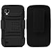 MINITURTLE(TM) Rugged Hybrid Dual Layer Protective Phone Armor Case Cover with Built in Kickstand, Swiveling Carrying Belt Holster Clip, and Clear Screen Protector Film for Android Smartphone ZTE Warp N860 /Boost Mobile (Black)