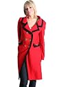 N07 Womens Red Black Long Military Coat Sizes 8-14 UK