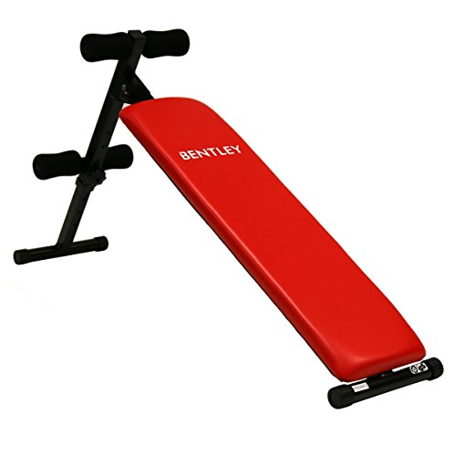 Charles Bentley Fitness Adjustable Exercise Sit Up Bench Abdominal Crunch- Red