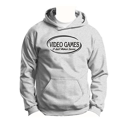 Video Games It Just Makes Sense Youth Hoodie Sweatshirt Large Ash