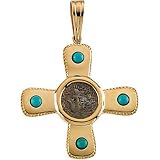14K Yellow Gold Cross Turquoise Pendant with Widows Mite Coin 36.25x36.50mm 41FA4zclKwL. SL160 14K Yellow Gold Cross Turquoise Pendant with Widows Mite Coin 36.25x36.50mm