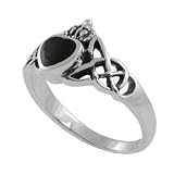 Sterling Silver Black Onyx Celtic Design Claddagh Ring