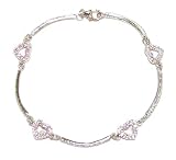 Just Give Me Jewels Sterling Silver Pink Hearts and CZ Tennis Bracelet