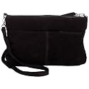 Solid Genuine Suede Leather Clutch (Black) 14bl