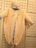 Bt602, Ivory Cotton Baby Bunting, Hat Set