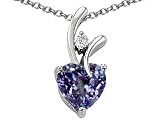 41FAAlhUPGL. SL160  1.95 cttw 925 Sterling Silver 14K White Gold Plated Lab Created Heart Shaped Alexandrite Pendant