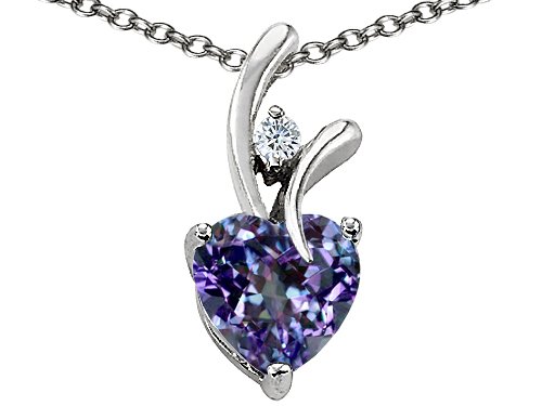 14K Gold Plated:1.95 cttw 925 Sterling Silver 14K Gold Plated Lab Created Heart Shaped Alexandrite Pendant