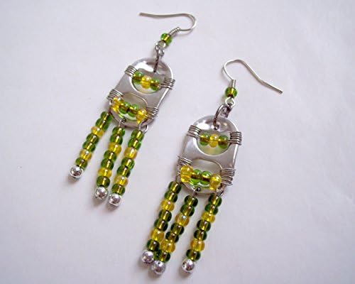 Pop Tab Chandler Earrings Green Gold and Silver