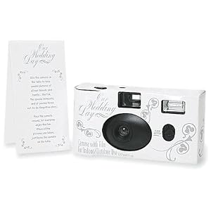 Disposable Wedding Cameras - White with Silver Wedding Design Accents by 