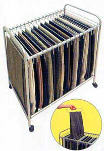 Wheeled steel rolling pants and necktie closet trolley