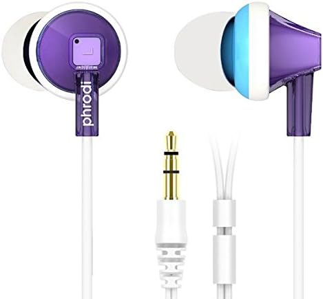 Superproducts In Ear Earbud Earphones wired, Noise Isolating, Ergonomic Comfort-Fit, No Mic Earbuds for iPhone, iPad, iPod, Samsung, etc (Pod-747 Purple)