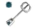 Blue Diamond Solitaire Stud Earrings 1/10 Carat (ctw) in White Gold with Screwbacks
