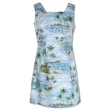 Short Tank Dress - Polynesian Island Square Neck A-Line Hawaiian Aloha Darted Tank Dress - Regular and Plus Size