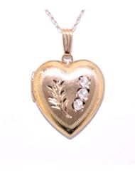 14K Yellow/White Gold Heart Locket Pendant