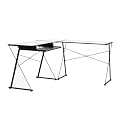 L-Shaped Desk - Black/ Clear Glass