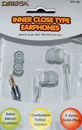 Childrens Toyshop  Electronics : 2.5mm MP3 MD CD Inner Close type earphones with gold plated 2.5mm mini jack plug