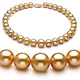 Gold 12-16mm AAA+ South Sea Pearl Necklace 18 inch