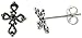 Very Tiny Filigree Cross Stud Earrings in Sterling Silver 3/8 Long (11mm)