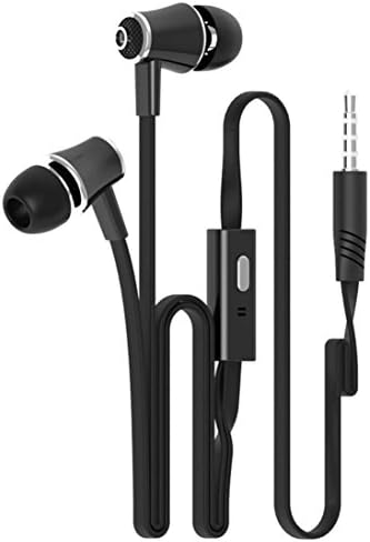 iMujin TropiFit In-Ear Earbud Headphones (Black) with Microphone Mic - Universal 3.5mm Stereo HD Stereo Sound Headsets - Sport Ergonomic Comfort &amp; Secure Fit Earphones Black