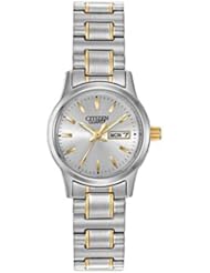 Citizen EQ0584-94A Womens Easy Reader Silver Dial Two Tone Expansion Steel Band Watch
