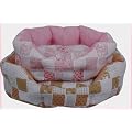 Pink Patchwork pattern plush Pet / Dog bed - Large