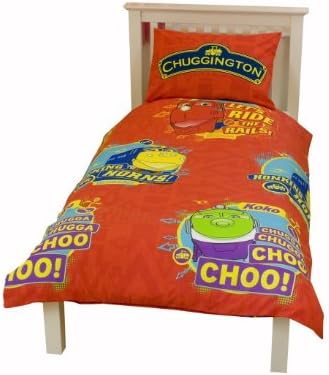 Childrens Boys Chuggington Single/Twin Duvet Cover and Pillowcase (Twin Bed) (Red)