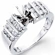 14K White Gold Glossy Ladies Diamond Engagement Ring, Semi-Mount Setting