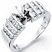 14K White Gold Glossy Ladies Diamond Engagement Ring, Semi-Mount Setting