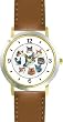 Collage of Cats in Circle No.2 - Cat - JP - WATCHBUDDY&reg; DELUXE TWO-TONE THEME WATCH - Arabic Numbers - Brown Leather Strap-Women's Size-Small