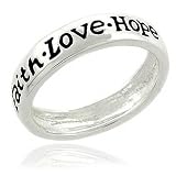 Inspirational Faith Love Hope Sterling Silver Ring Band