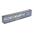 deflect-o&reg; Tilt Bin Plastic Storage System with Six Bins, 23 5/8 x 3 5/8 x 4 1/2, Black